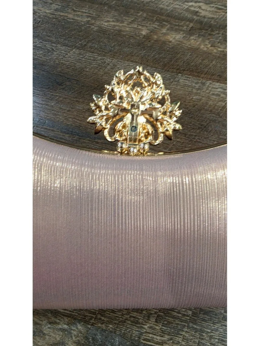 Elegant Pink Evening Clutch with Crystal Embellishment